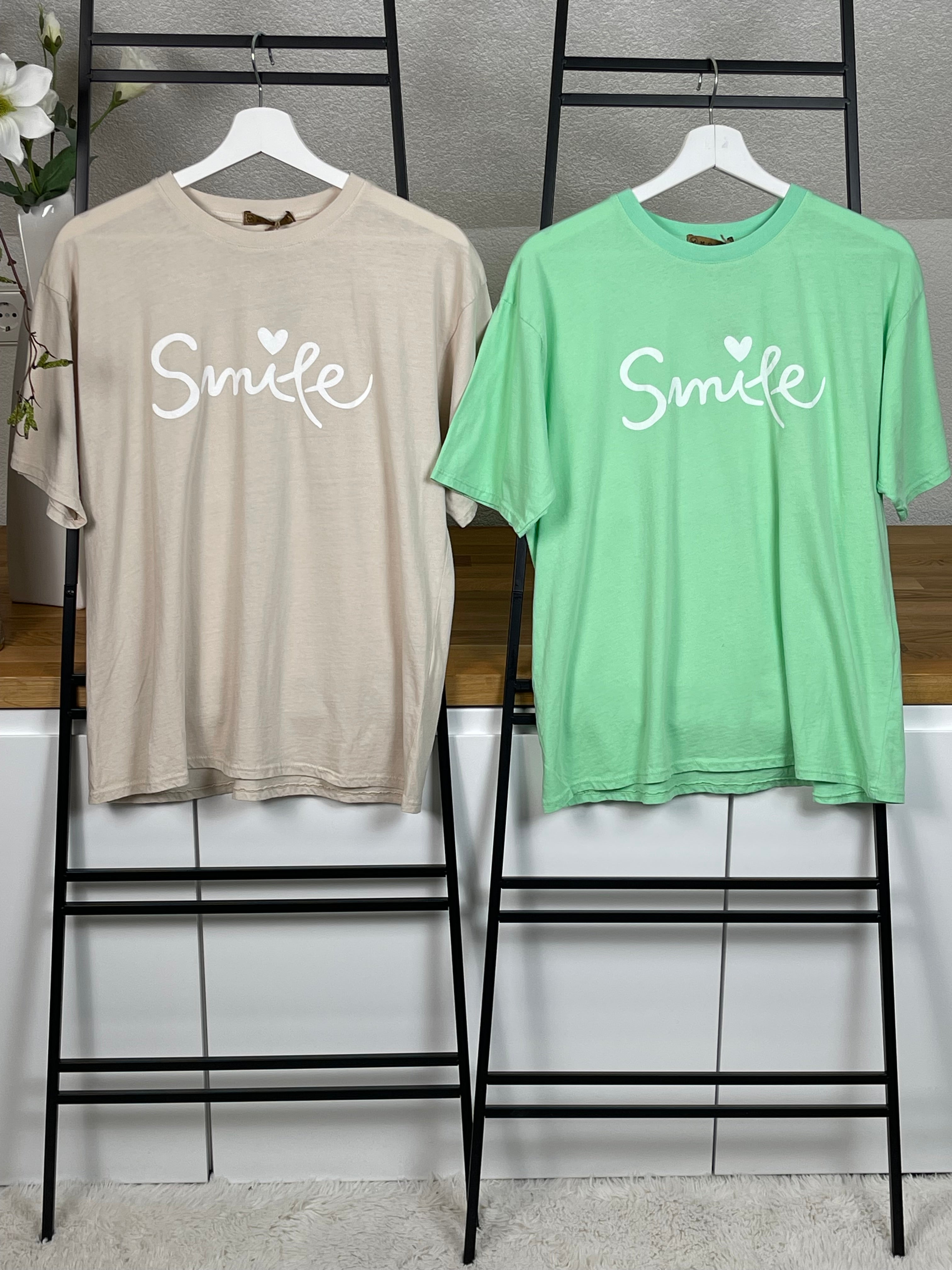 T - Shirt „Smile“ Einheitsgröße Gr. 36 - 40