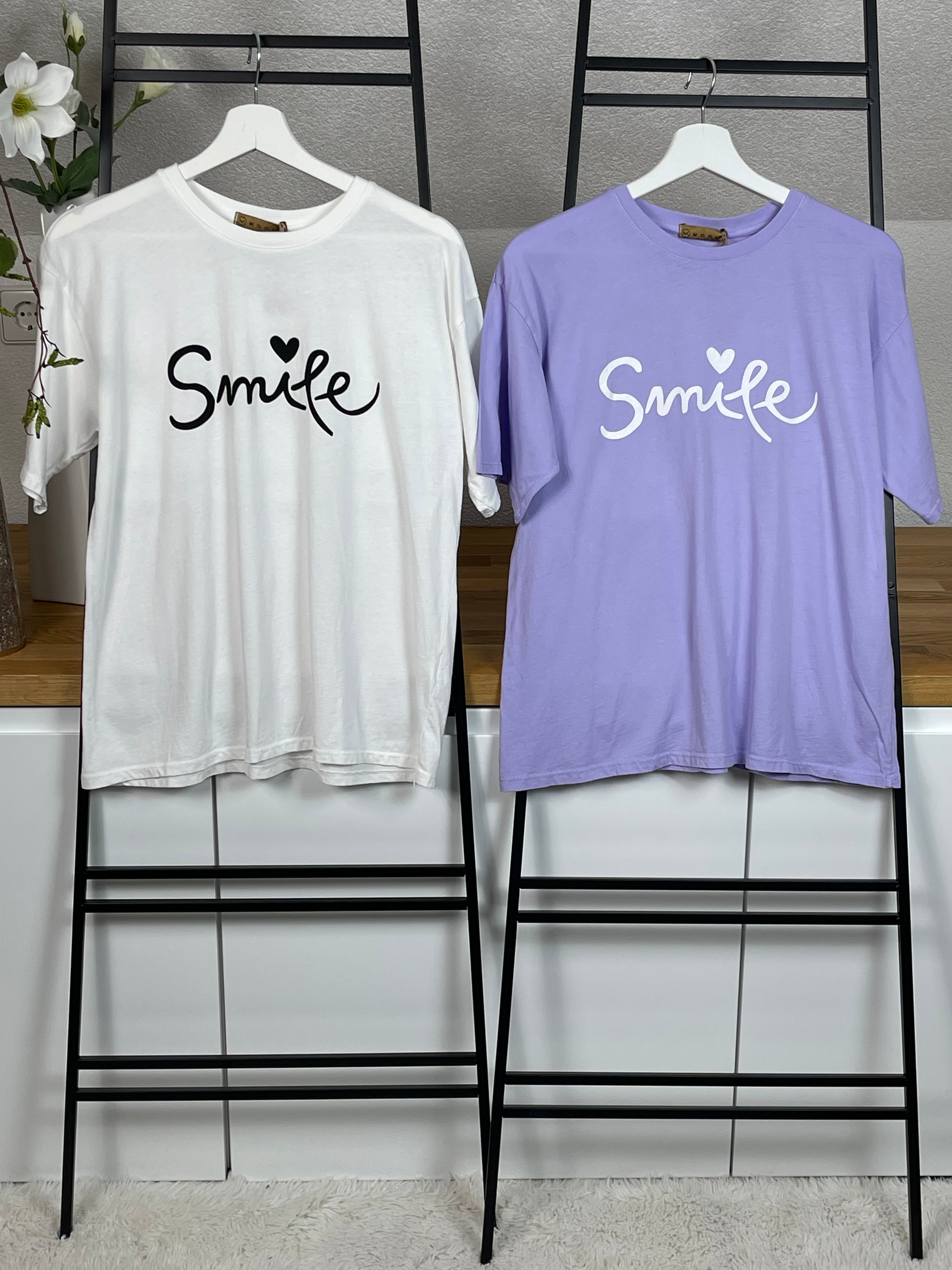 T - Shirt „Smile“ Einheitsgröße Gr. 36 - 40